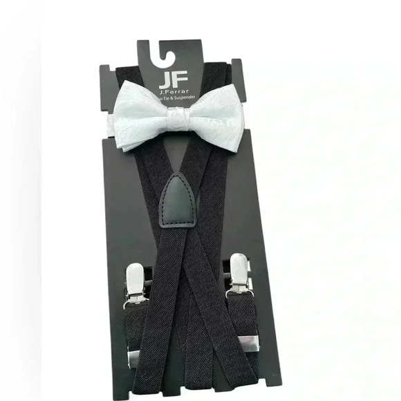 NWT J. Ferrar Paisley Bow Tie Set-White - Picture 1 of 4
